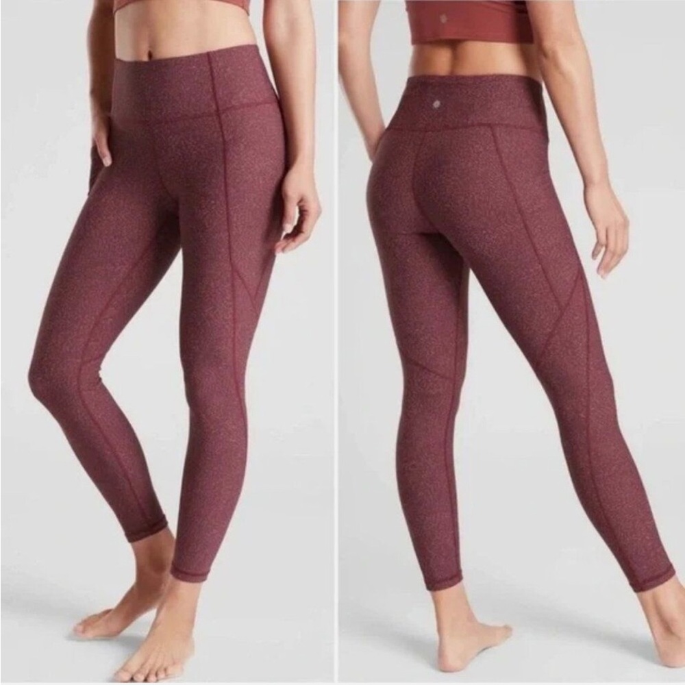 🎈Athleta Large Rainwater Antique Burgundy Salutation Stash Pocket Leggings!